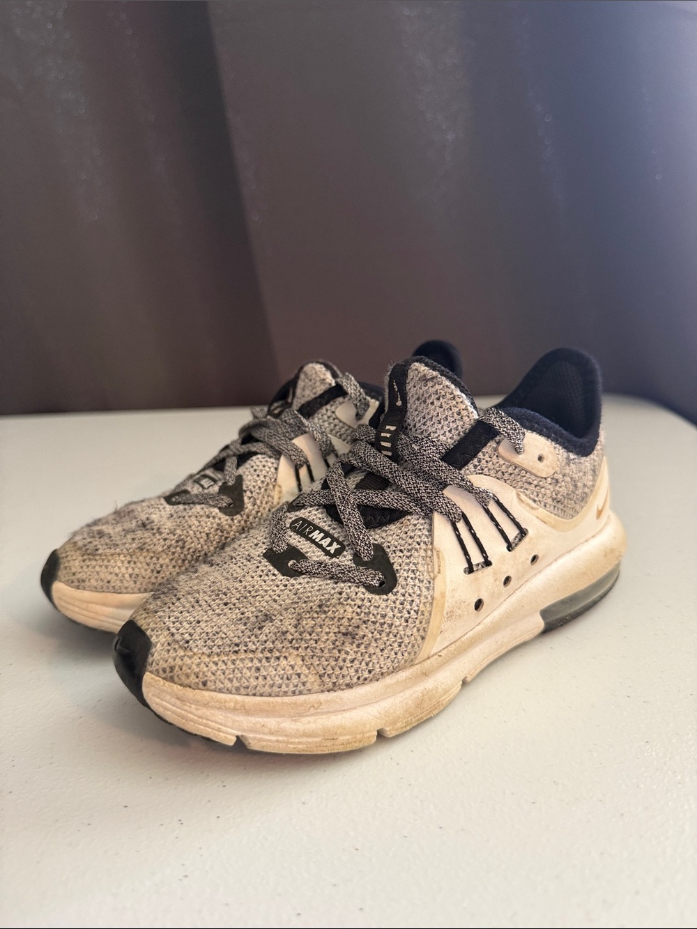 Nike Kids Running Shoes in Beige and Black